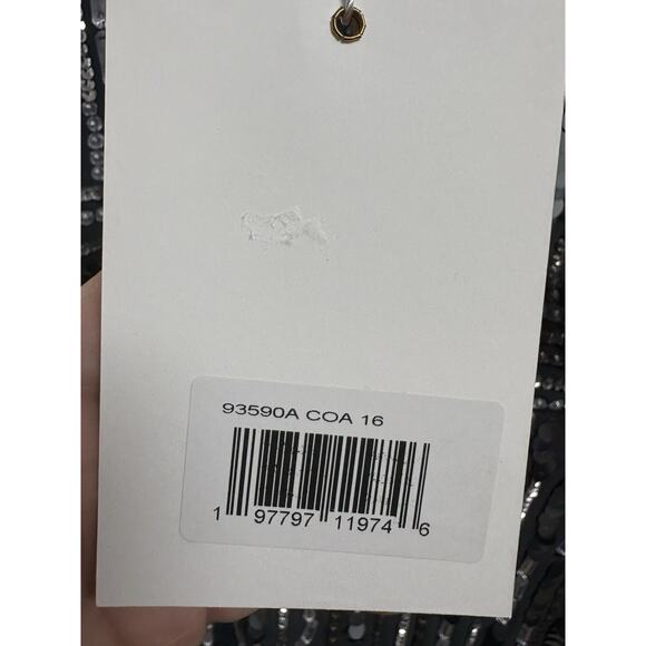 Mac Duggal 93590A Gray Sequin Beaded Long Sleeve Cocktail Dress Size 16 NWT - Picture 11 of 11